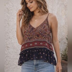 Like New Patrons Of Peace Bohemian Paisley Print Women's Camisole Top Size Small